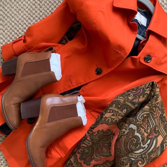 NEW! Banana Republic Orange Belted Trench Jacket Raincoat Petite XXS - Picture 2 of 14